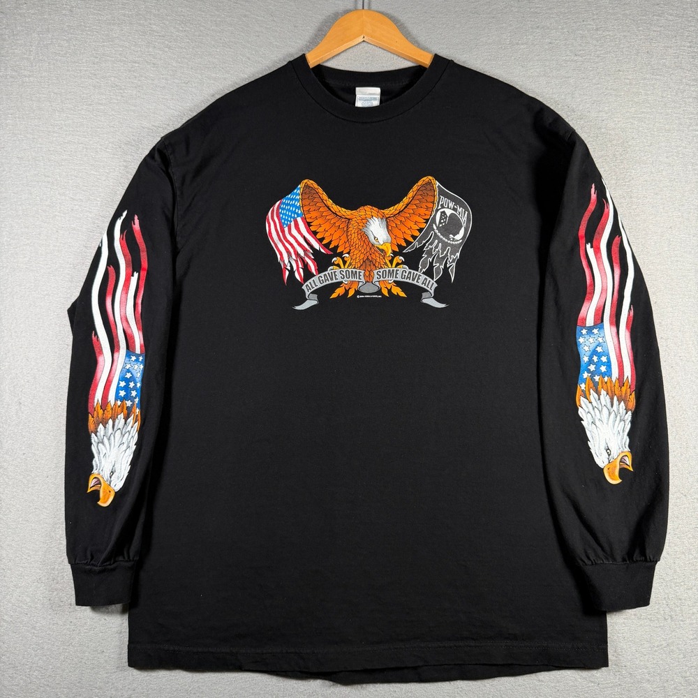 Vintage All Gave Some Some Gave All Eagle Flag Long Sleeve Shirt XL 2004 Alstyle